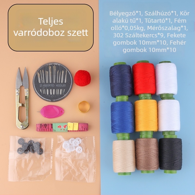 Varrócérnás készlet átlátszó tároló dobozban — poliszter
