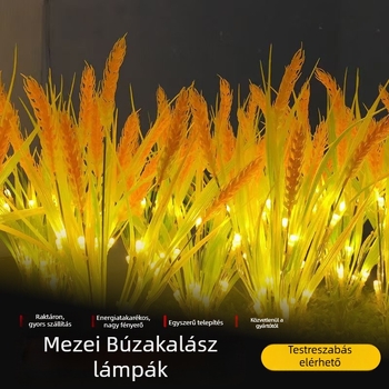 Napelemes földre dugható lámpa, 7 fejű búzakalász formájú, kültéri kerthez