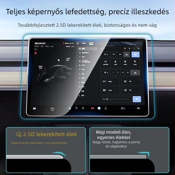 Tesla Model 3 és Model Y fedélzeti kijelzőjére készült ultrakristályos edzett üveg kijelzővédő (hatüléses verzió)