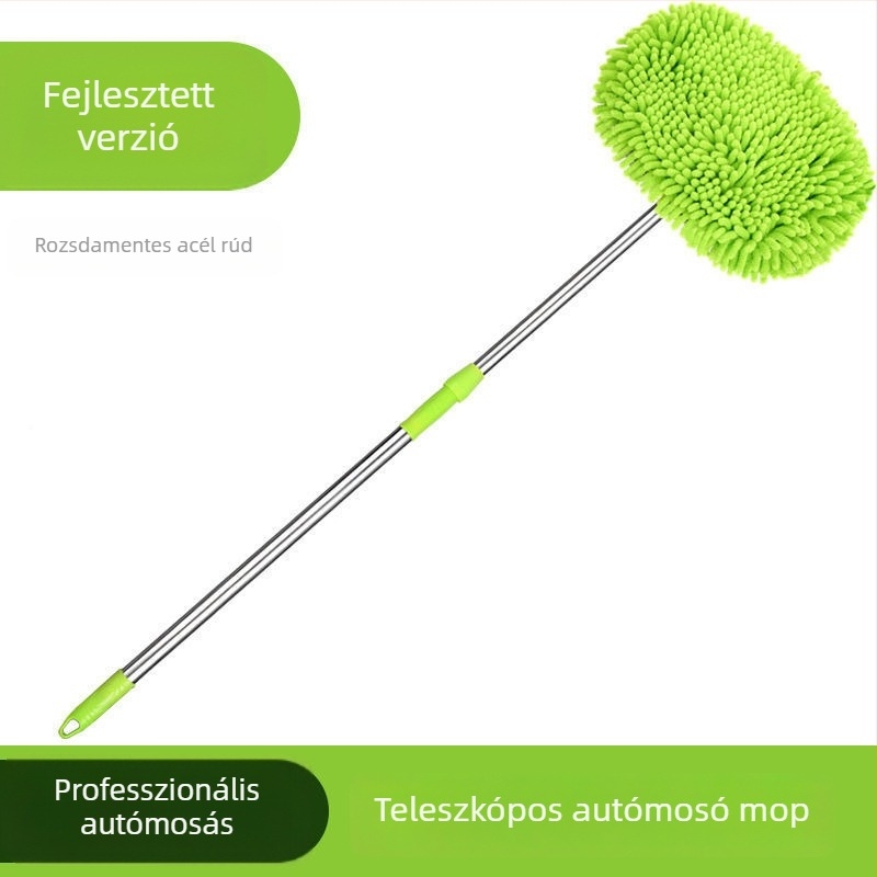 Chenille autómosó mop teleszkópos rúddal — autóápolási eszköz, Anyag: Chenille + rozsdamentes acél rúd (alumínium ötvözet rúd), Testreszabható