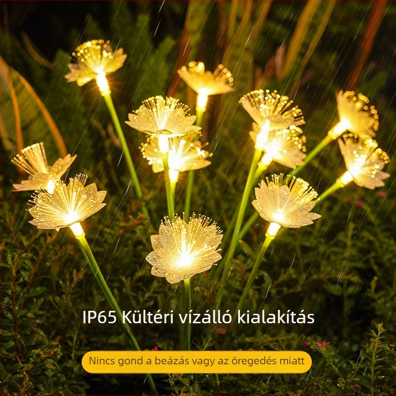 Napenergia-száloptikai cherry blossom földön álló fények, kültéri vízálló gyep és kertvilágítás a udvarhoz és a kempinghez – dekoratív hangulatvilágítás