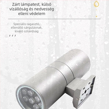 Kétfejű kültéri falikar, IP65 vízálló, 18 LED, 5400 lm, 3000K, 220V
