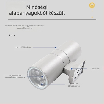 Kétfejű kültéri falikar, IP65 vízálló, 18 LED, 5400 lm, 3000K, 220V