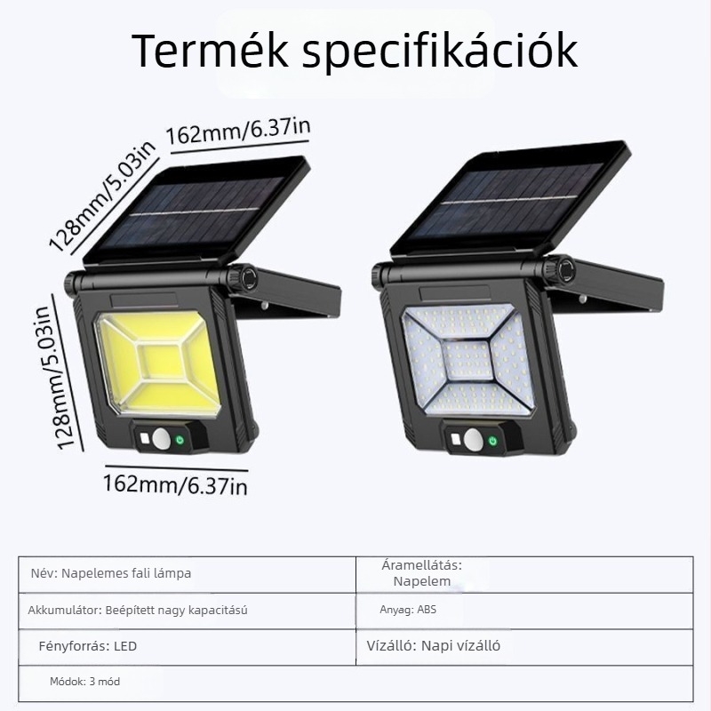 Intelligens napelemes kültéri kertvilágítás automatikus éjszakai világítással, vízálló LED-lámpa