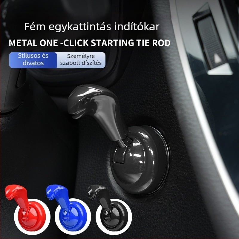So mini egygombos indító gomb dekoratív matrica, cink ötvözetből, gyújtáskapcsoló védőfedélhez, modell 20001
