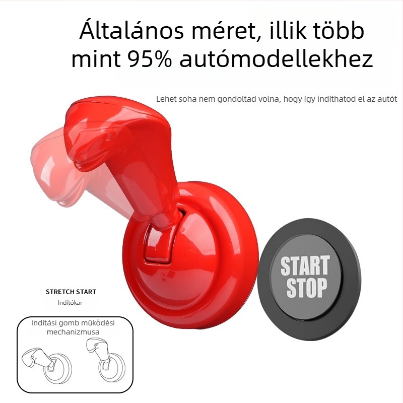 So mini egygombos indító gomb dekoratív matrica, cink ötvözetből, gyújtáskapcsoló védőfedélhez, modell 20001