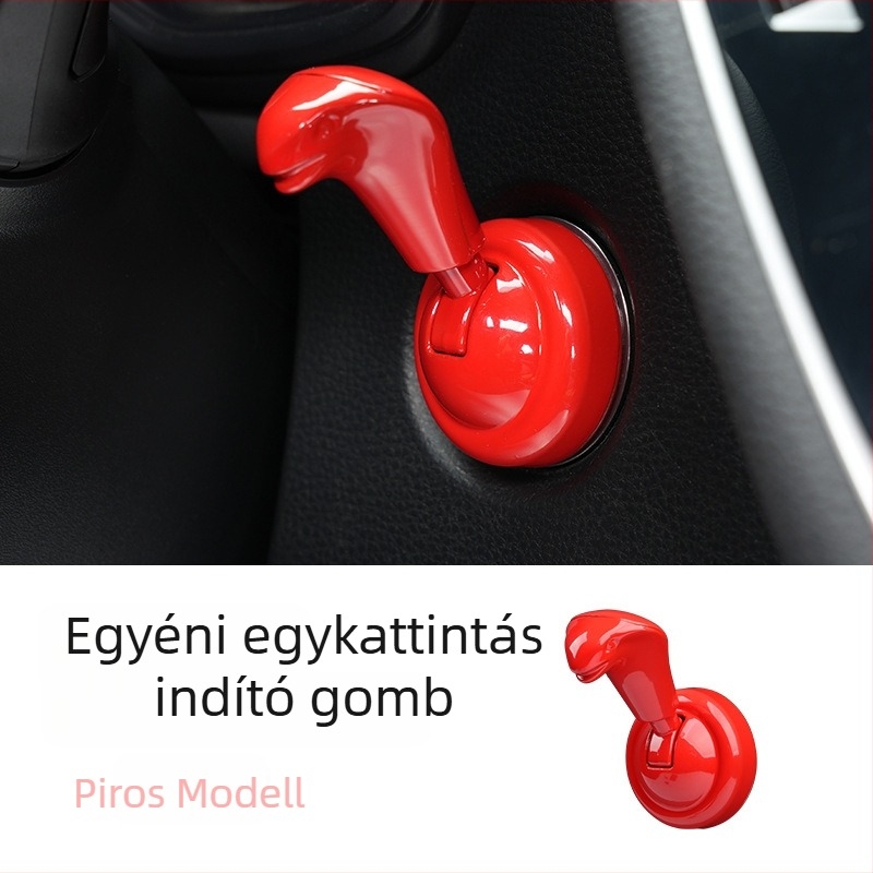 So mini egygombos indító gomb dekoratív matrica, cink ötvözetből, gyújtáskapcsoló védőfedélhez, modell 20001