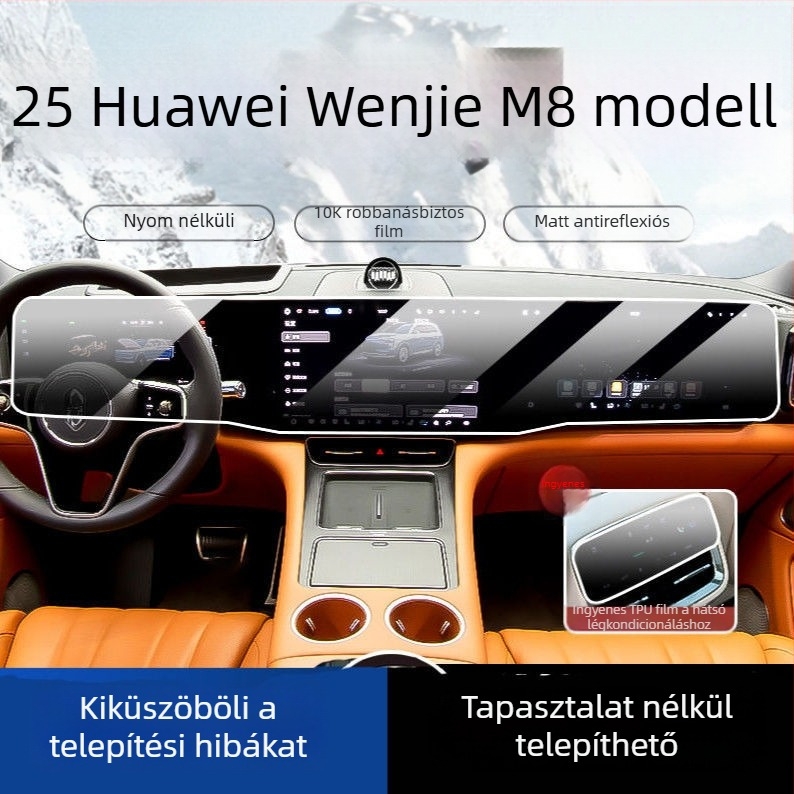 PET kijelzővédő fólia Huawei Wenjie M8-hoz – központi kezelőfelület és navigáció, belső verzió