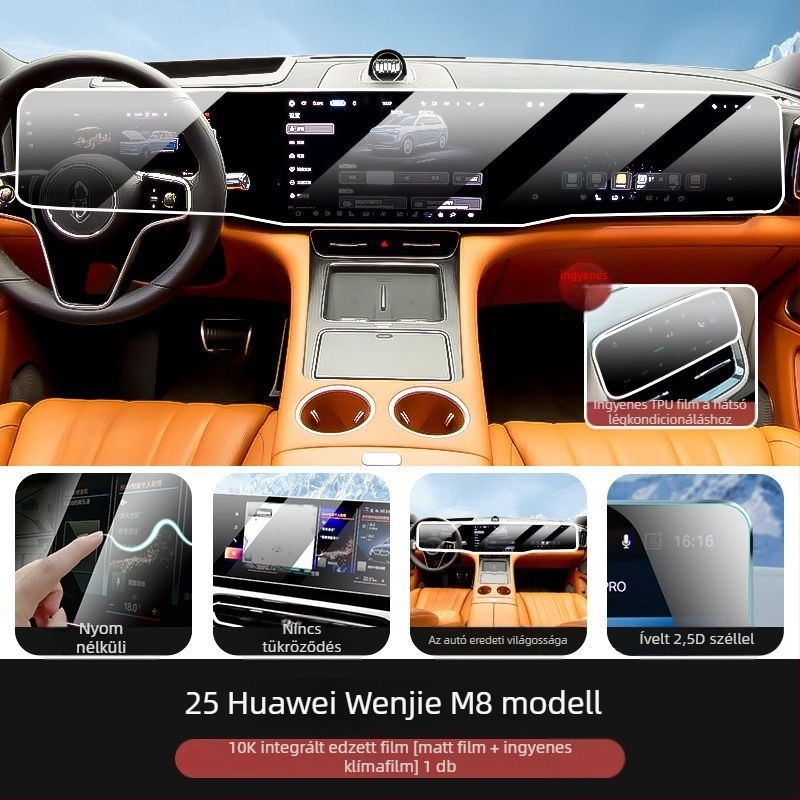 PET kijelzővédő fólia Huawei Wenjie M8-hoz – központi kezelőfelület és navigáció, belső verzió