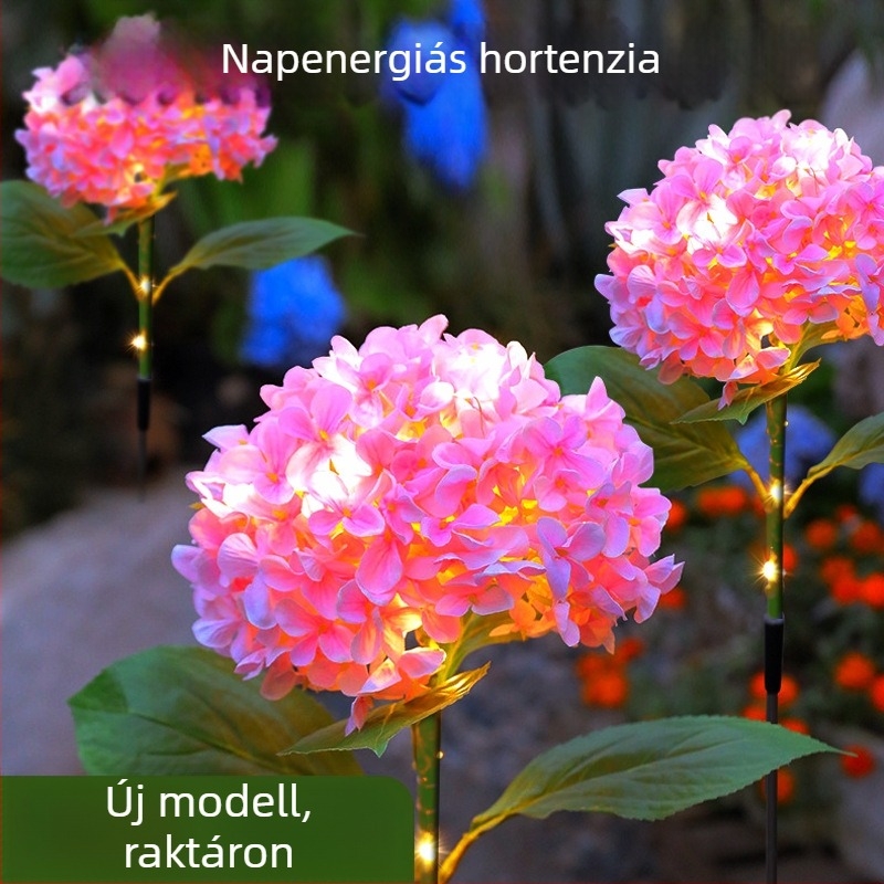 Napelemes LED hortenzia kertbe és udvarra, kültéri vízálló dísznövényes világítás, modell YX-40