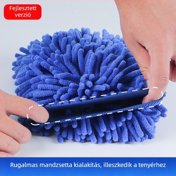 Autómosó kesztyű Chenille plüssel, kétoldalas mikroszálas, festékbarát, viaszozásra és habos tisztításra