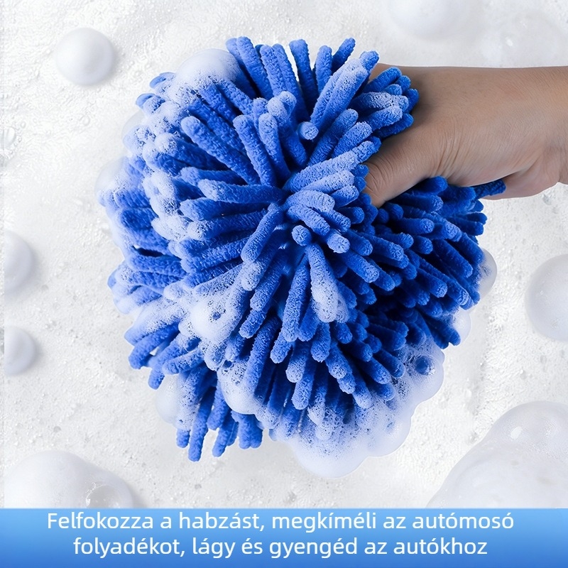 Autómosó kesztyű Chenille plüssel, kétoldalas mikroszálas, festékbarát, viaszozásra és habos tisztításra