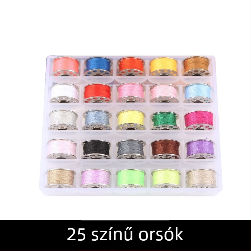 Varrófonal és bobbin készlet - 25 szálas vasmagú fonal, bobbin készlet; licencelhető magáncímke; nem importált