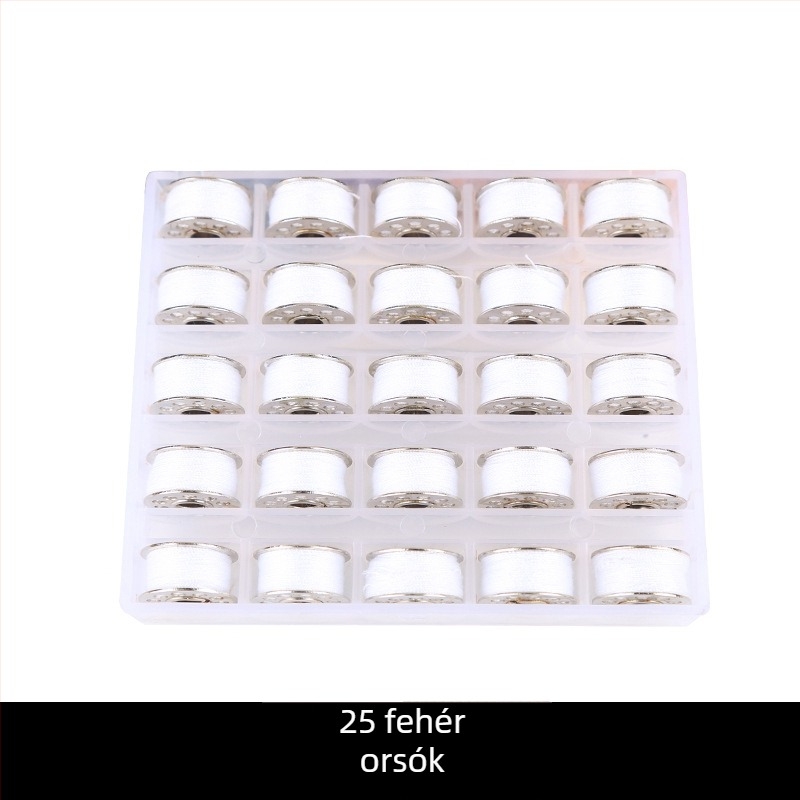 Varrófonal és bobbin készlet - 25 szálas vasmagú fonal, bobbin készlet; licencelhető magáncímke; nem importált