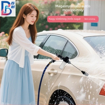 Teleszkópos vízpisztoly autómosáshoz és kertben öntözéshez; fém fúvóka; konstrukció fém+ABS; műanyag fogantyú; sugárzás 5–10 m