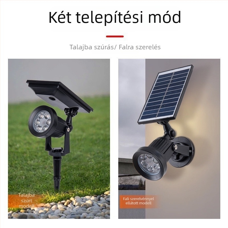 Napelemes LED kerti spotlámpa, gyepre és az udvarra, IP65 vízálló, 5W