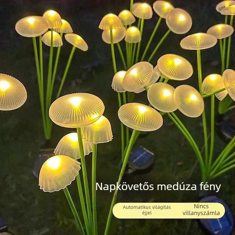 Napelemes medúza alakú talajlámpa kültérre – modell smd-1, IP65, 0,06W fényforrás, gombos kapcsolás