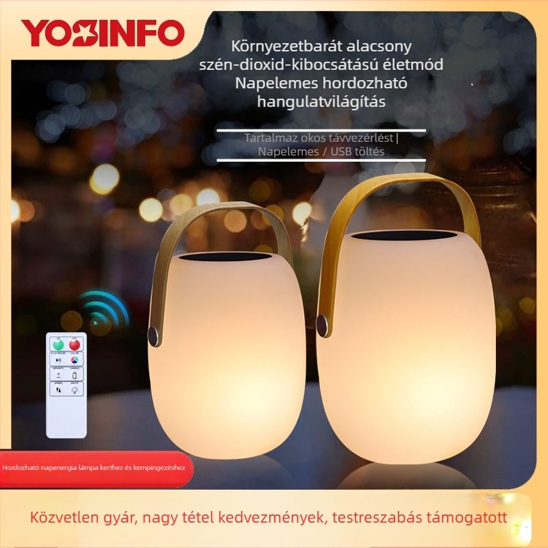 Napelemes LED hordozható lámpa kültéri használatra, Winter Melon alakú, távirányító, IP54, 0.5W, 5V, üzemidő 6–12 óra
