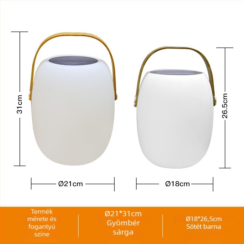Napelemes LED hordozható lámpa kültéri használatra, Winter Melon alakú, távirányító, IP54, 0.5W, 5V, üzemidő 6–12 óra
