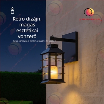 Napelemes kültéri lámpa kerthez és udvarhoz, retro stílusú, IP44 vízálló LED tájvilágítás.