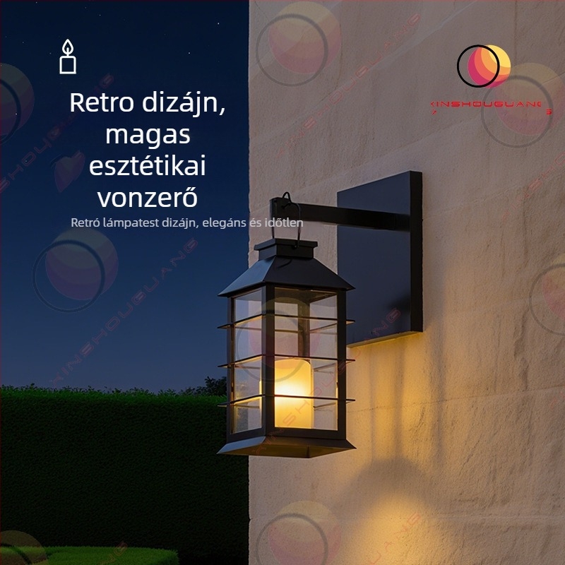 Napelemes kültéri lámpa kerthez és udvarhoz, retro stílusú, IP44 vízálló LED tájvilágítás.