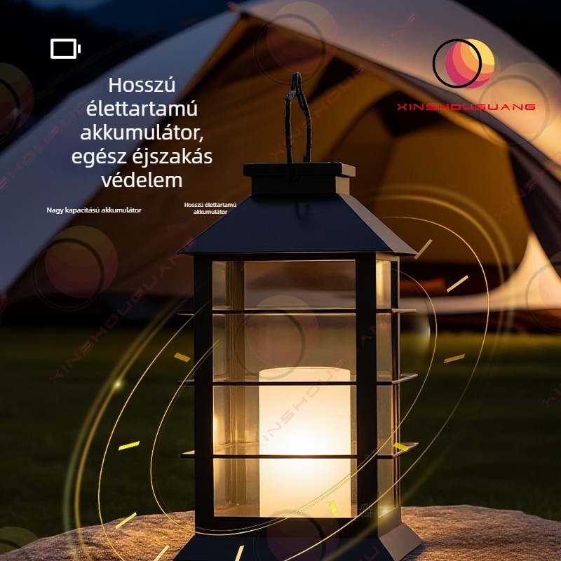Napelemes kültéri lámpa kerthez és udvarhoz, retro stílusú, IP44 vízálló LED tájvilágítás.