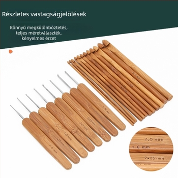 20 darabos horgolótűkészlet karbonizált bambusz fogantyúval, minimalist stílus, JP/Jinping márka