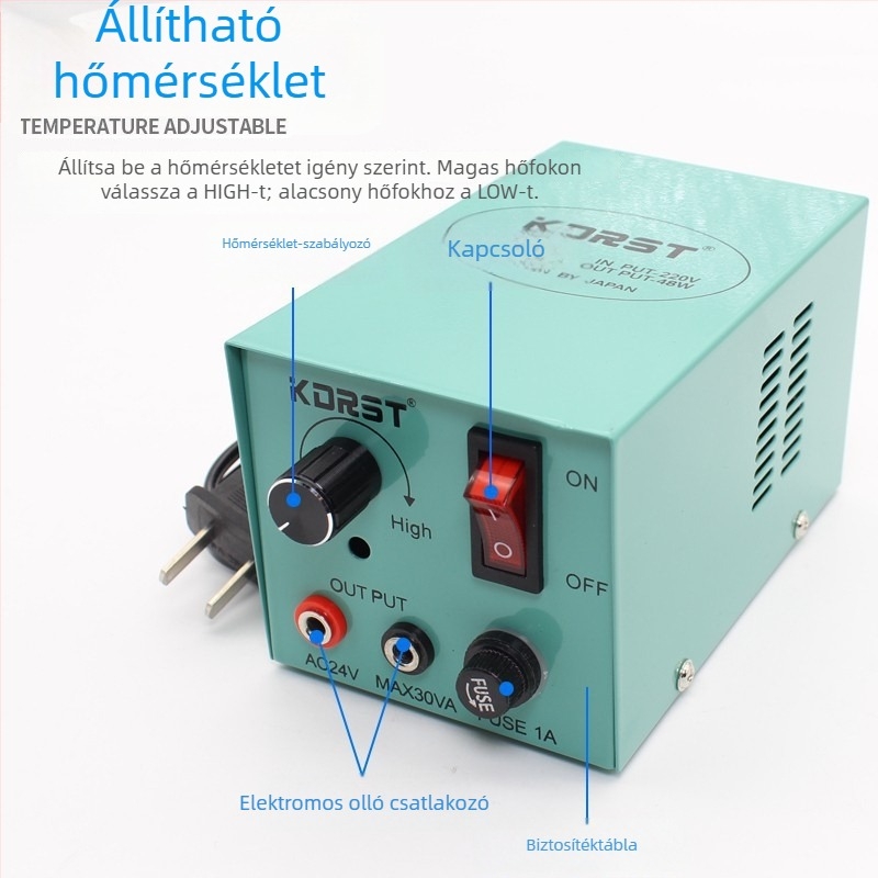 ATTUS HT200 elektromos fűtőolló — 24V névleges, 50–250V AC/DC tartomány, gumival, műanyaggal és akrilhoz vágásra