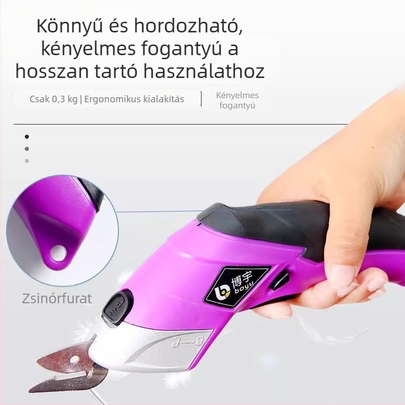 Boyu Elektromos Kézi Olló Bőr, Ruházat és Anyag Vágásához - Újratölthető Li-Ion Akkumulátor