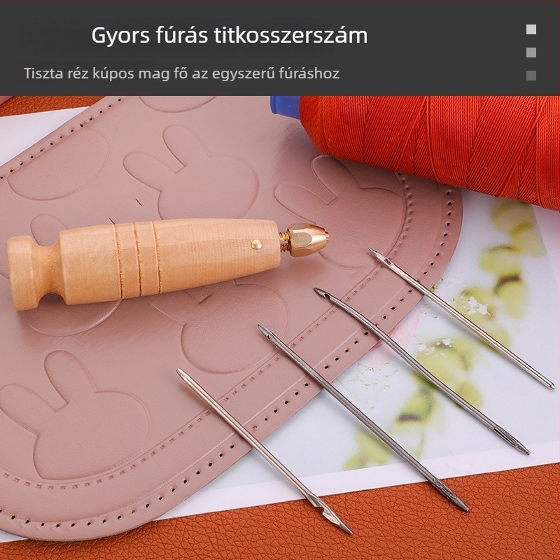 Cserélhető fejű szúrókészlet fa markolattal DIY cipőtalp javításhoz