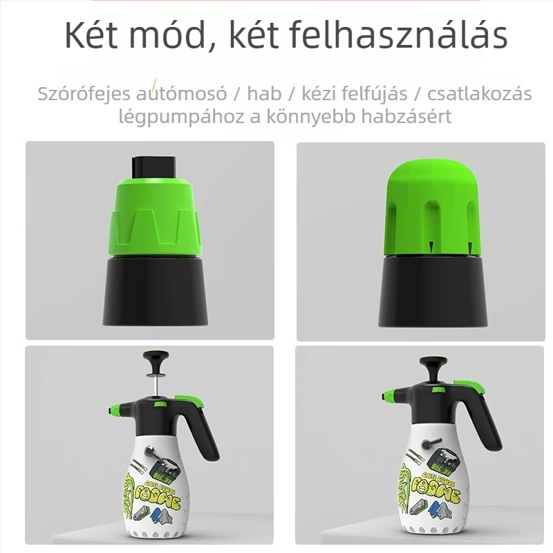 Autómosó habpalack felfújható fejjel, kézi nyomású habképző, műanyag, testreszabás