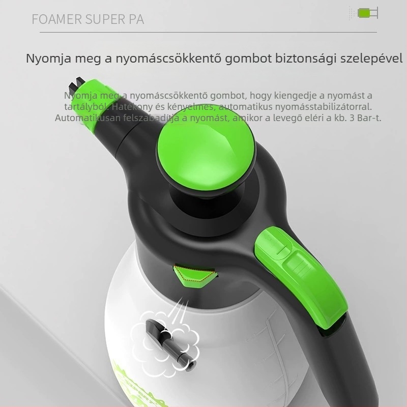Autómosó habpalack felfújható fejjel, kézi nyomású habképző, műanyag, testreszabás