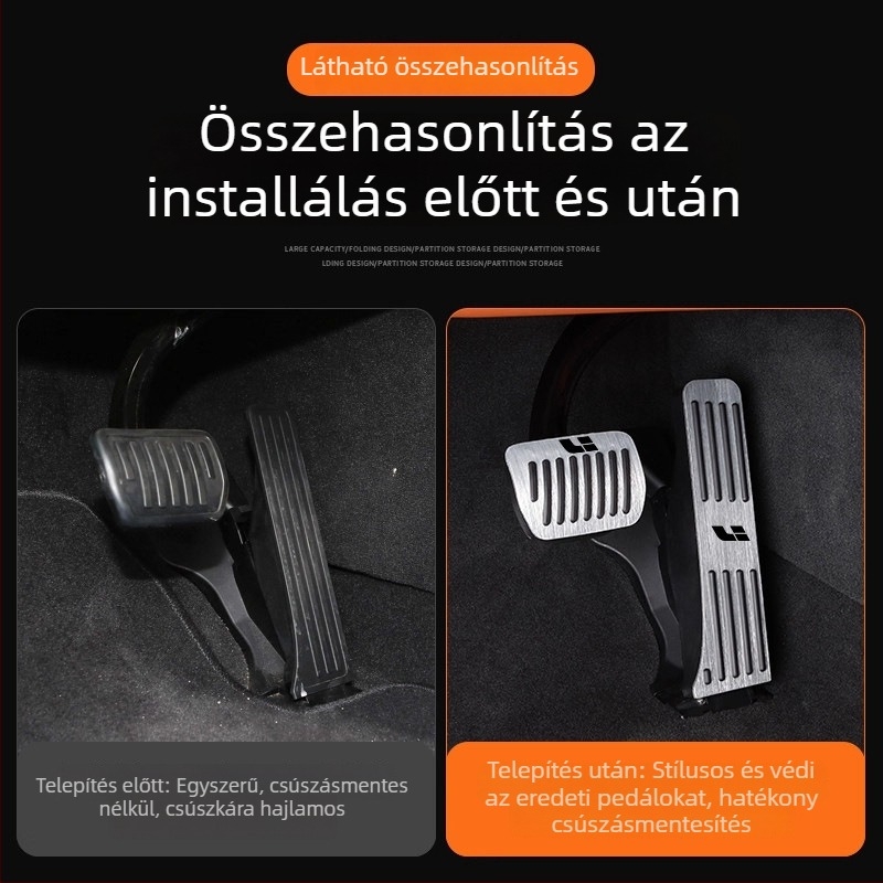 Alumíniumötvözet pedállemez L6/L7/L8/L9/MEGA – csúszásmentes pedálpárna a gázt és a féket számára, automata váltóhoz