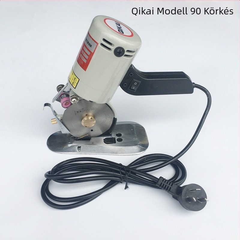 Textilvágó elektromos olló – Qikai, 220V, kézzel vezetve, körkés pengével, maximális vágóerő 30