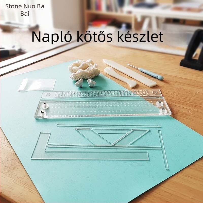Nuo Ba Bai márkájú akril DIY eszköz jegyzetfüzetek könyvkötéséhez (modell NBB-056): album borító készítés, pozicionáló vonalzó, varrás és lyukasztás