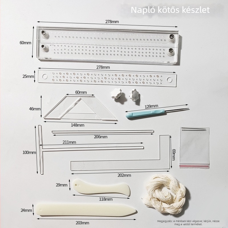 Nuo Ba Bai márkájú akril DIY eszköz jegyzetfüzetek könyvkötéséhez (modell NBB-056): album borító készítés, pozicionáló vonalzó, varrás és lyukasztás