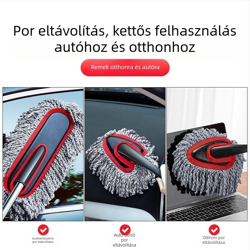 Teleszkópos autómosó mop és por-eltávolító kefe – kettős használat, kinyújtható, kézi