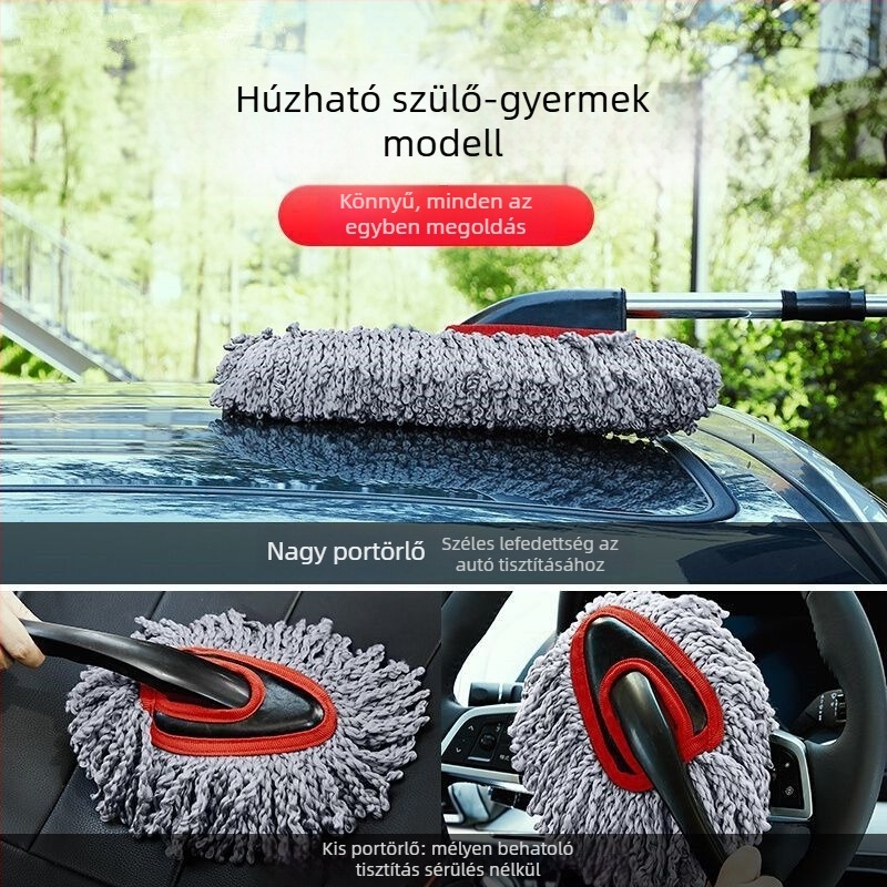 Teleszkópos autómosó mop és por-eltávolító kefe – kettős használat, kinyújtható, kézi