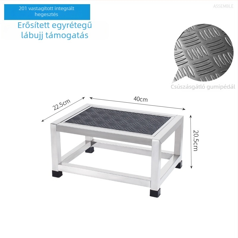 Rozsdamentes acél 304 lábtámasz, kétszintes, többfunkciós, modell K-SUS8101A1