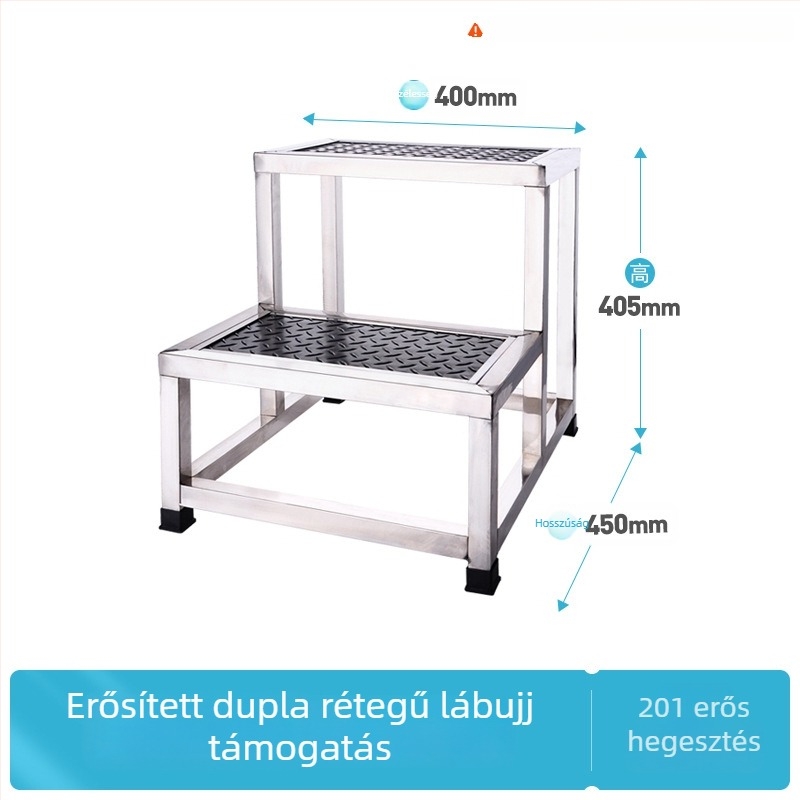 Rozsdamentes acél 304 lábtámasz, kétszintes, többfunkciós, modell K-SUS8101A1