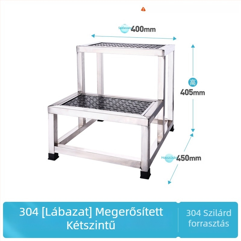 Rozsdamentes acél 304 lábtámasz, kétszintes, többfunkciós, modell K-SUS8101A1