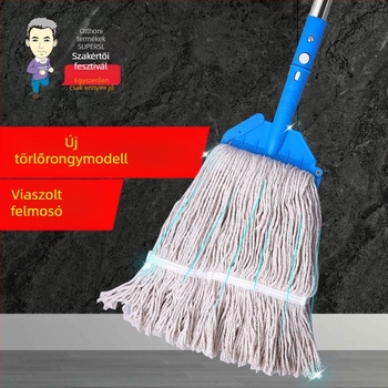 Padló mop készlet pamut fejjel, rozsdamentes acél rúddal, Daren Su márka, teleszkópos hossz 100–120 cm
