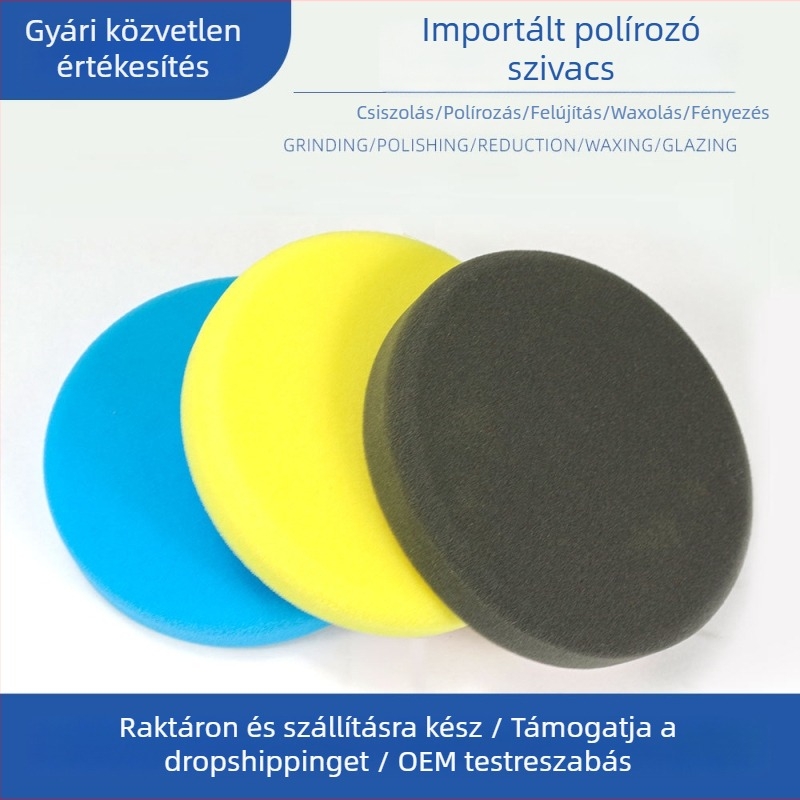 Autó polírozó szivacs korong önadhéziós hátlappal, wax felvitelre és a fényezés felületén lévő karcolások polírozására
