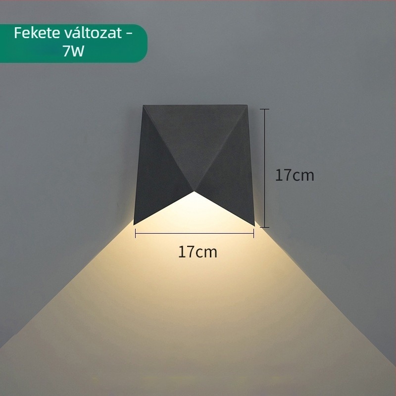 Kültéri LED falikar IP65, alumínium ház, vízálló; falra szerelhető, ideális kerthez/házfalhoz/folyosóhoz; feszültség 85–265 V; folyamatos működés akár 24 óráig