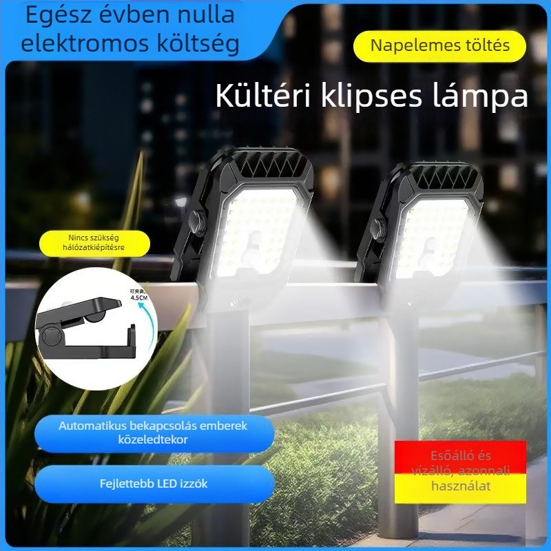 Napelemes klipszlámpa kültéri mozgásérzékelővel, IP44, 10W Osram LED