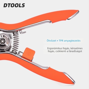 Metszőolló kertészeti rozsdamentes acélból — penge hossza 42 mm; teljes hossz 150 mm; metszési átmérő 30 mm; markolat: cink ötvözet + TPR