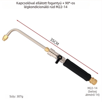 Magasnyomású mosó kiterjesztő rúd, sárgaréz pisztolyfej, ABS+rozsdamentes acél+réz kezelő, permetezési távolság 1–10 m, háztartási és kereskedelmi autómosáshoz