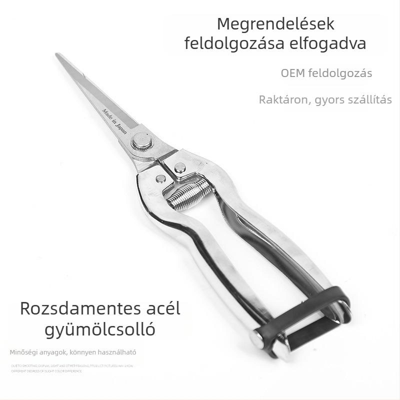Rozsdamentes acél metszőolló gyümölcsfákhoz, kerthez, vastag és hosszú ágak vágására, 15 mm-es vágási kapacitás