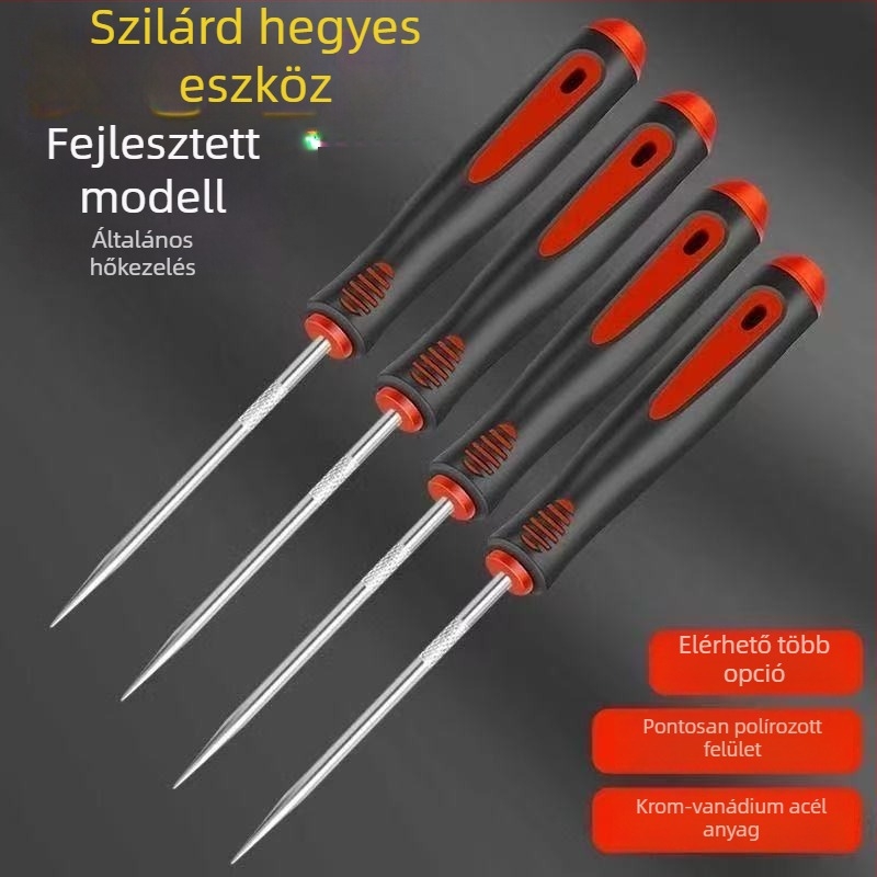 Szúróeszköz – szilárd acélból készült, teljes acél konstrukció rozsdamentes hegly lyukasztáshoz és cipőjavításhoz; egyenes kialakítás