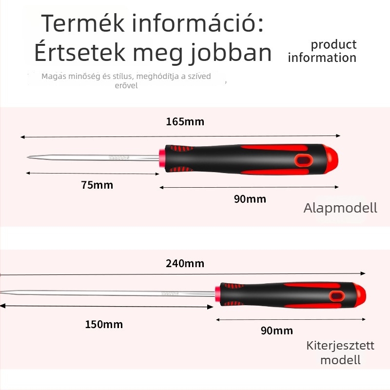 Szúróeszköz – szilárd acélból készült, teljes acél konstrukció rozsdamentes hegly lyukasztáshoz és cipőjavításhoz; egyenes kialakítás